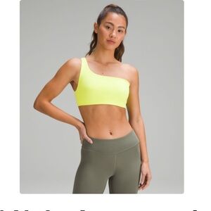 Ribbed Nulu Asymmetrical Yoga Bra - Electric Lemon